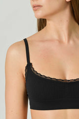 Brassiere Sofia a coste in microfibra con dettagli in pizzo eleganti