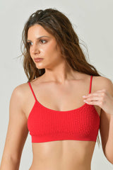 Top Bikini Sole con Spalline Sottili e Scollo Quadrato