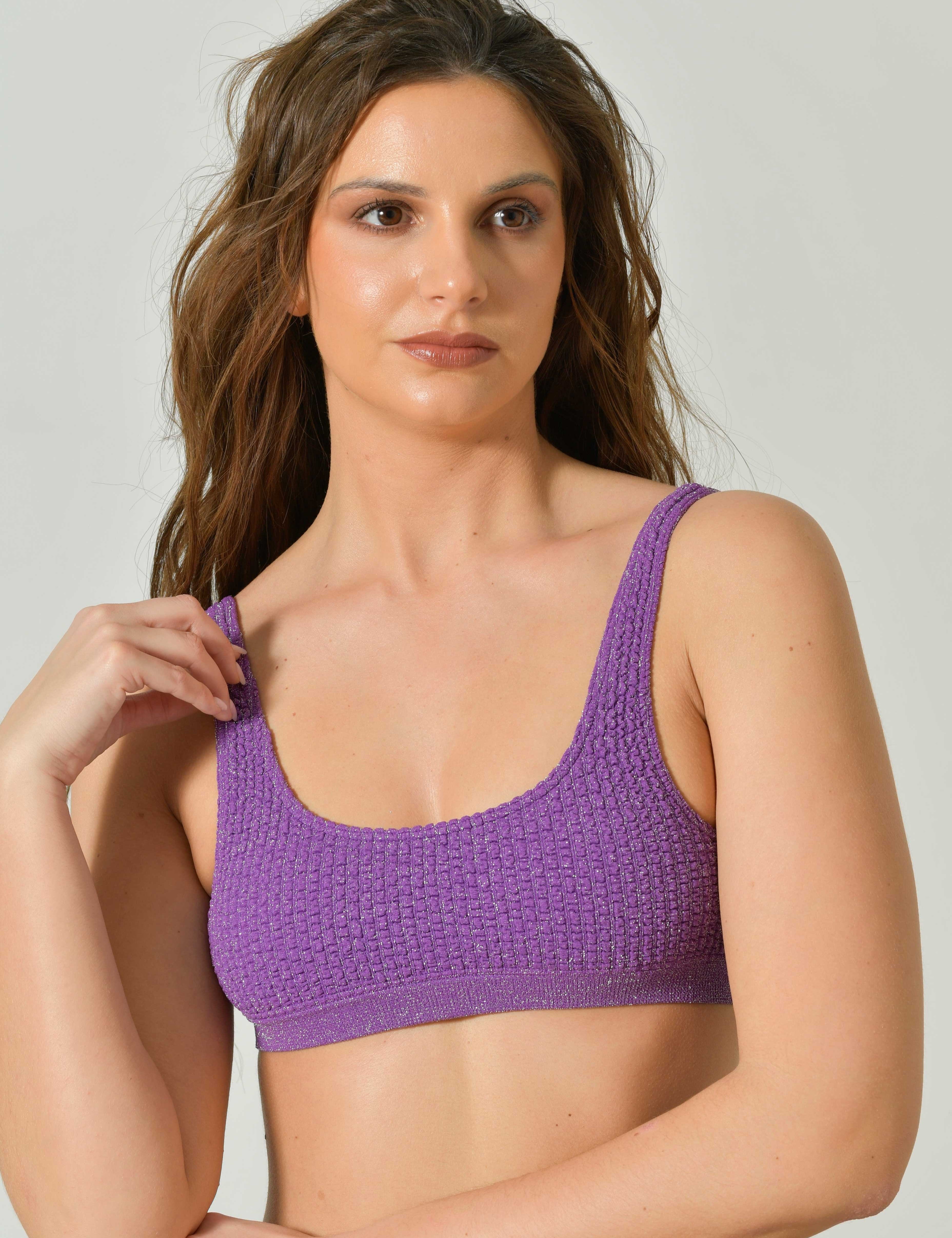 Top Bikini Onda Lurex in Trama Lavorata