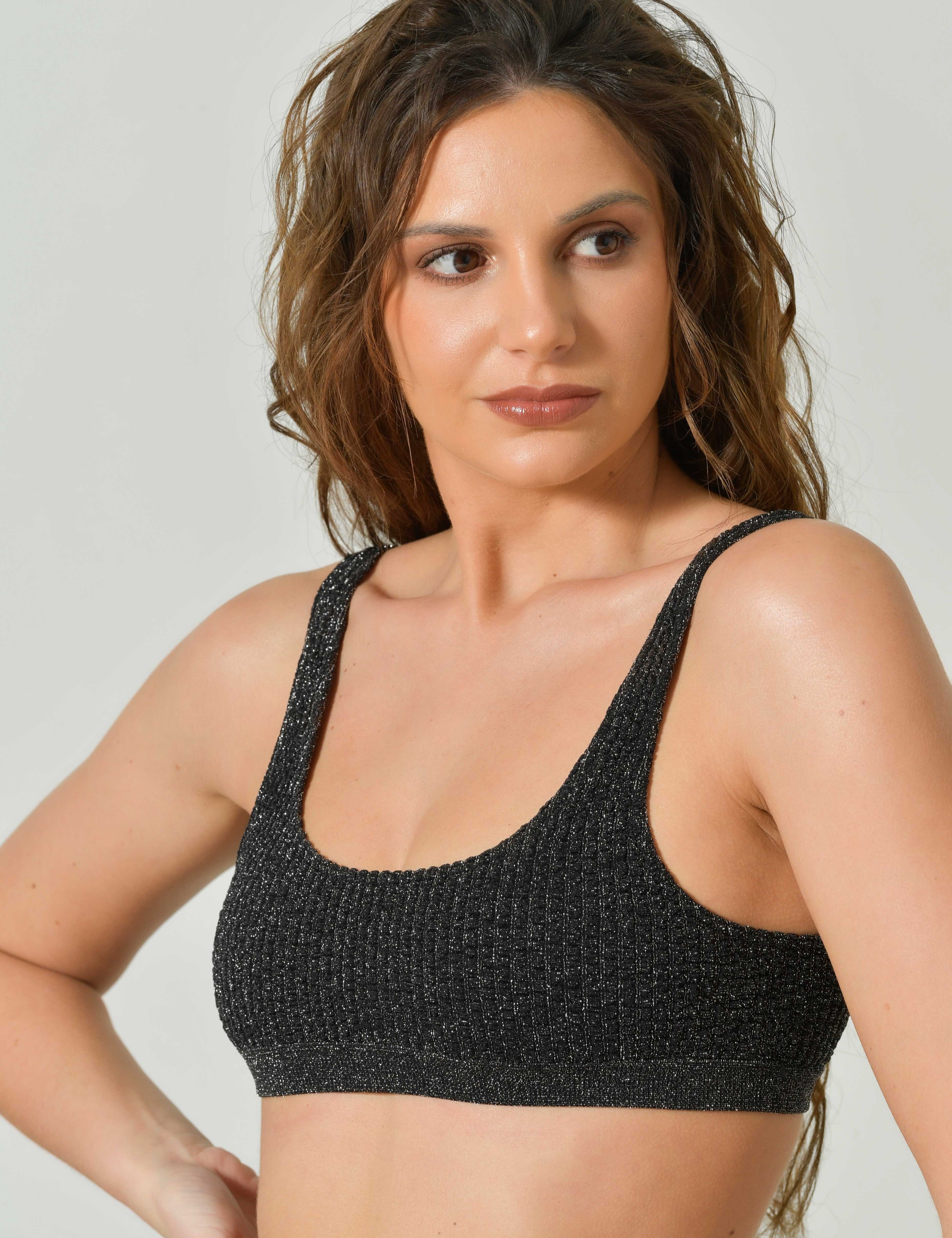 Top Bikini Onda Lurex in Trama Lavorata