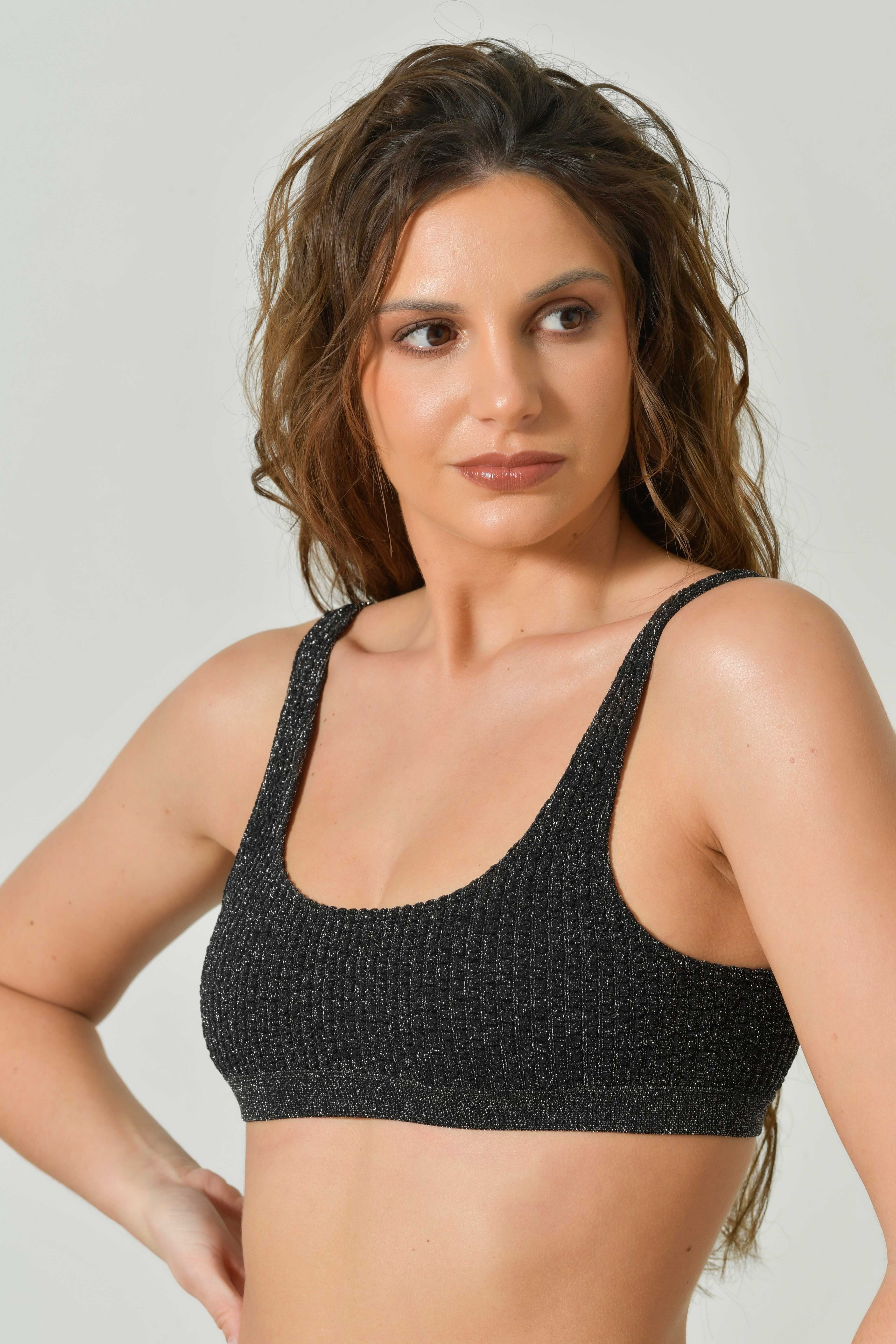 Lurex Wave Bikini Top in Textured Weave, Limited Edition