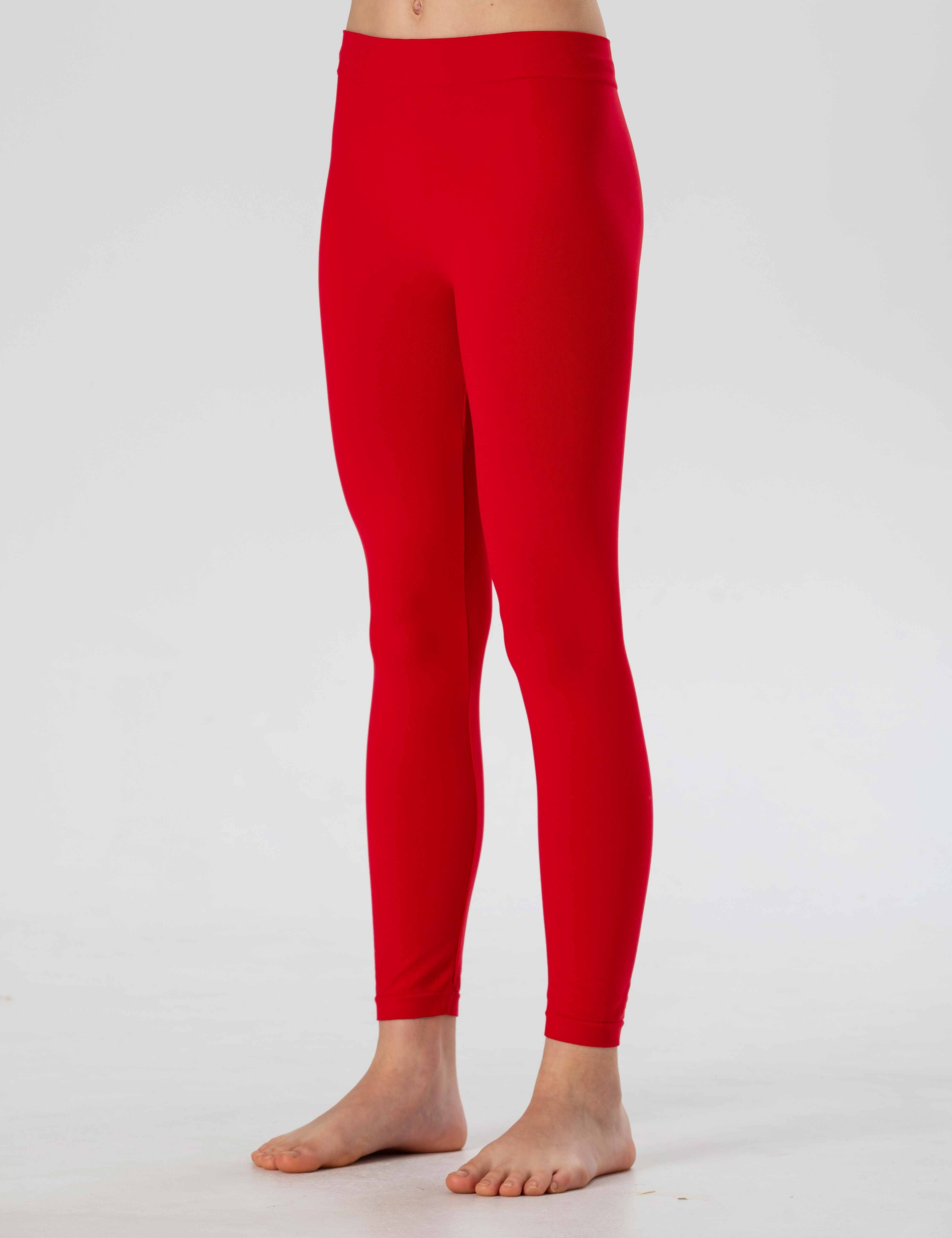 Leggings Lunghi da Bambina in Morbida Microfibra Senza Cuciture, Colori Fluo