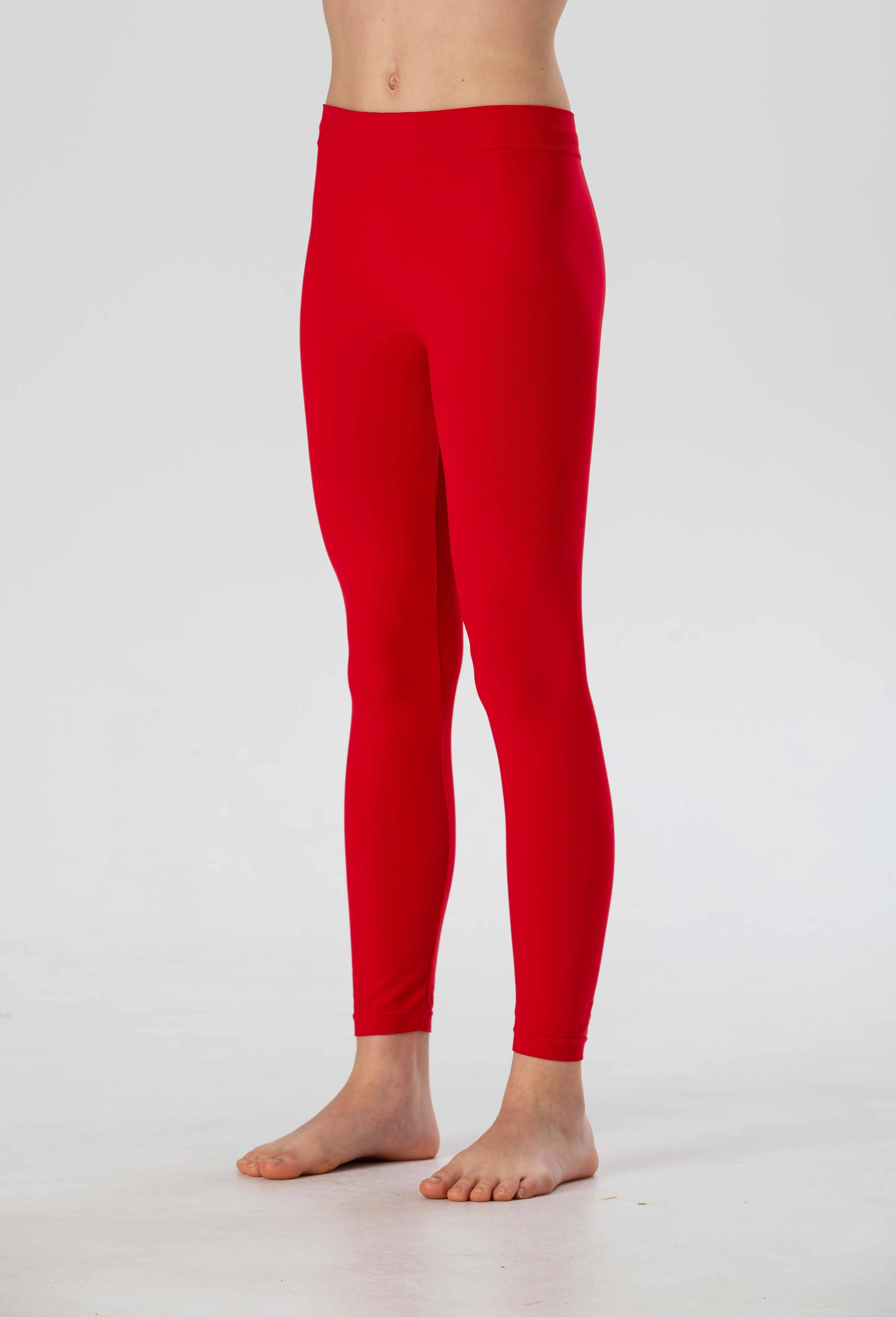 Girl's Long Leggings in Soft Seamless Microfiber, Fluorescent Colors