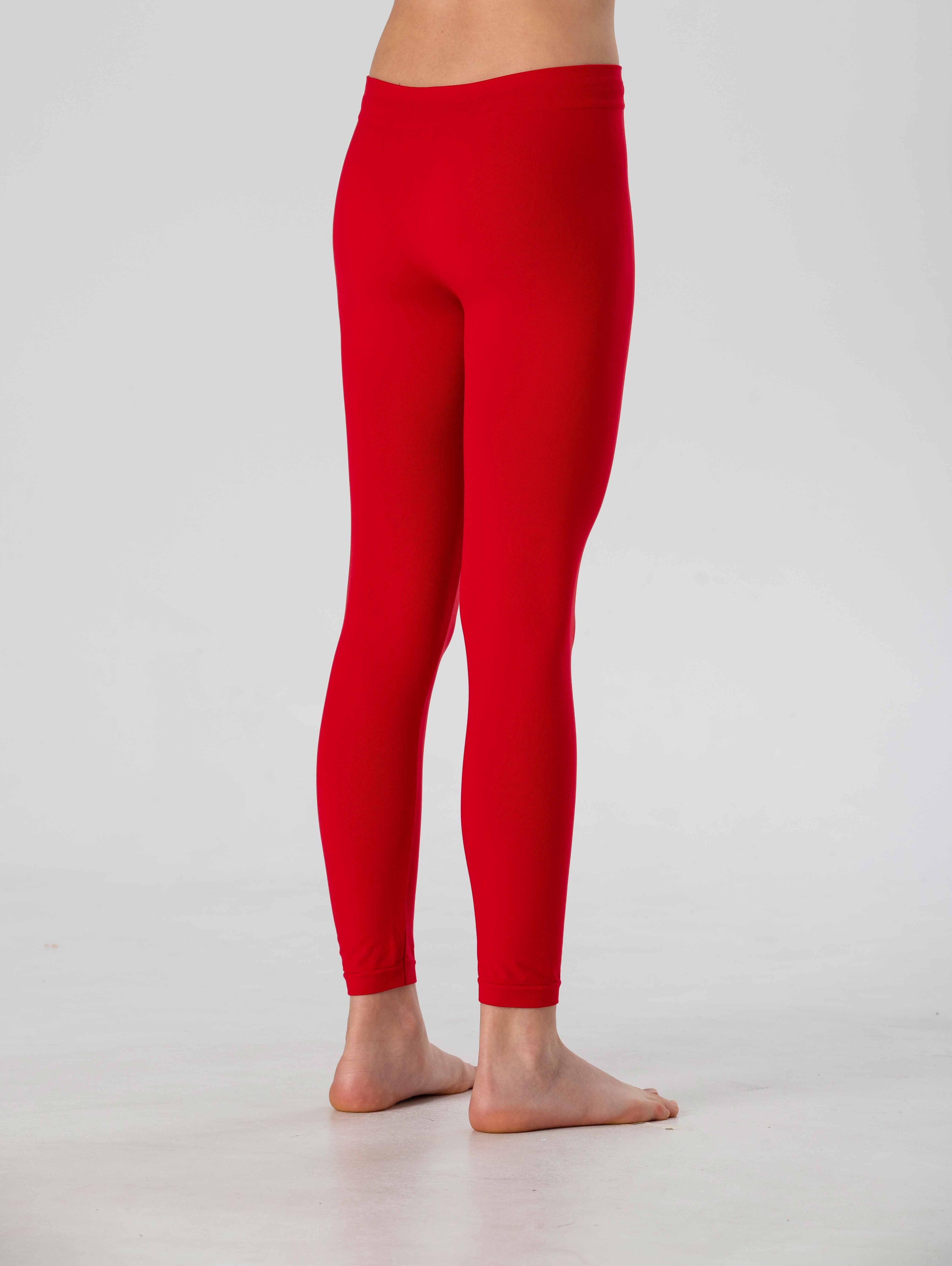 Girl's Long Leggings in Soft Seamless Microfiber, Fluorescent Colors