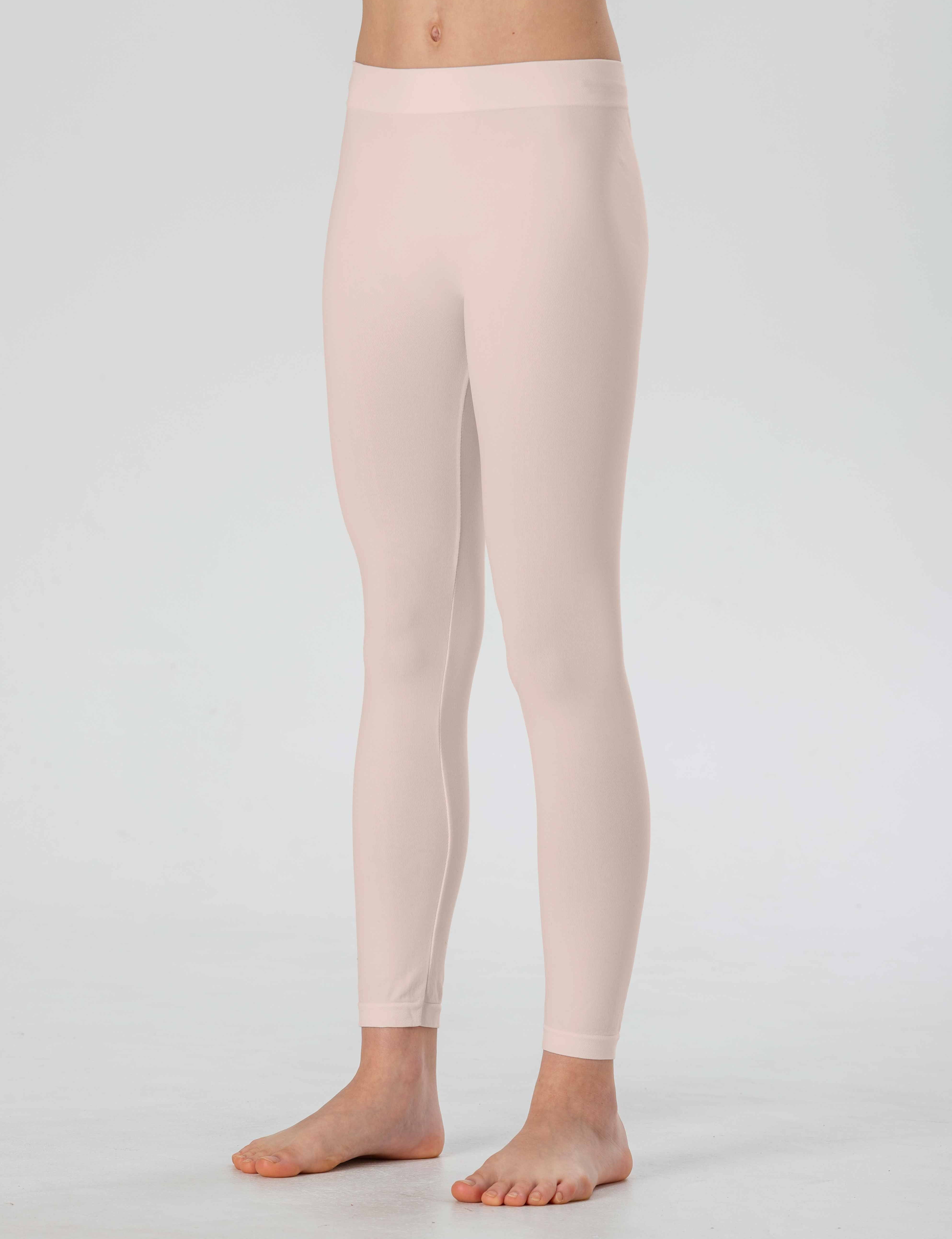 Leggings Lunghi da Bambina in Morbida Microfibra Senza Cuciture, Colori Fluo