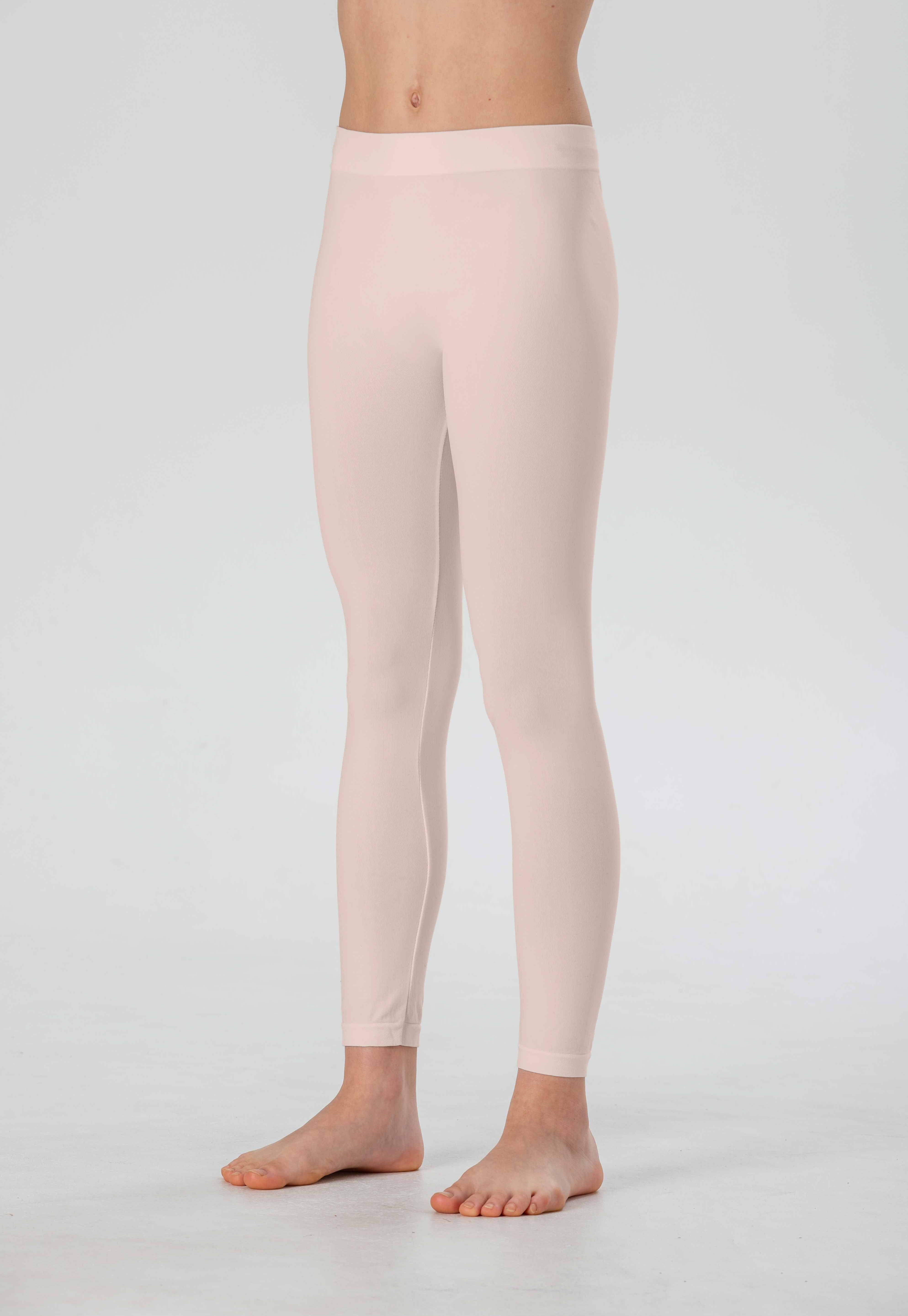 Girl's Long Leggings in Soft Seamless Microfiber, Fluorescent Colors