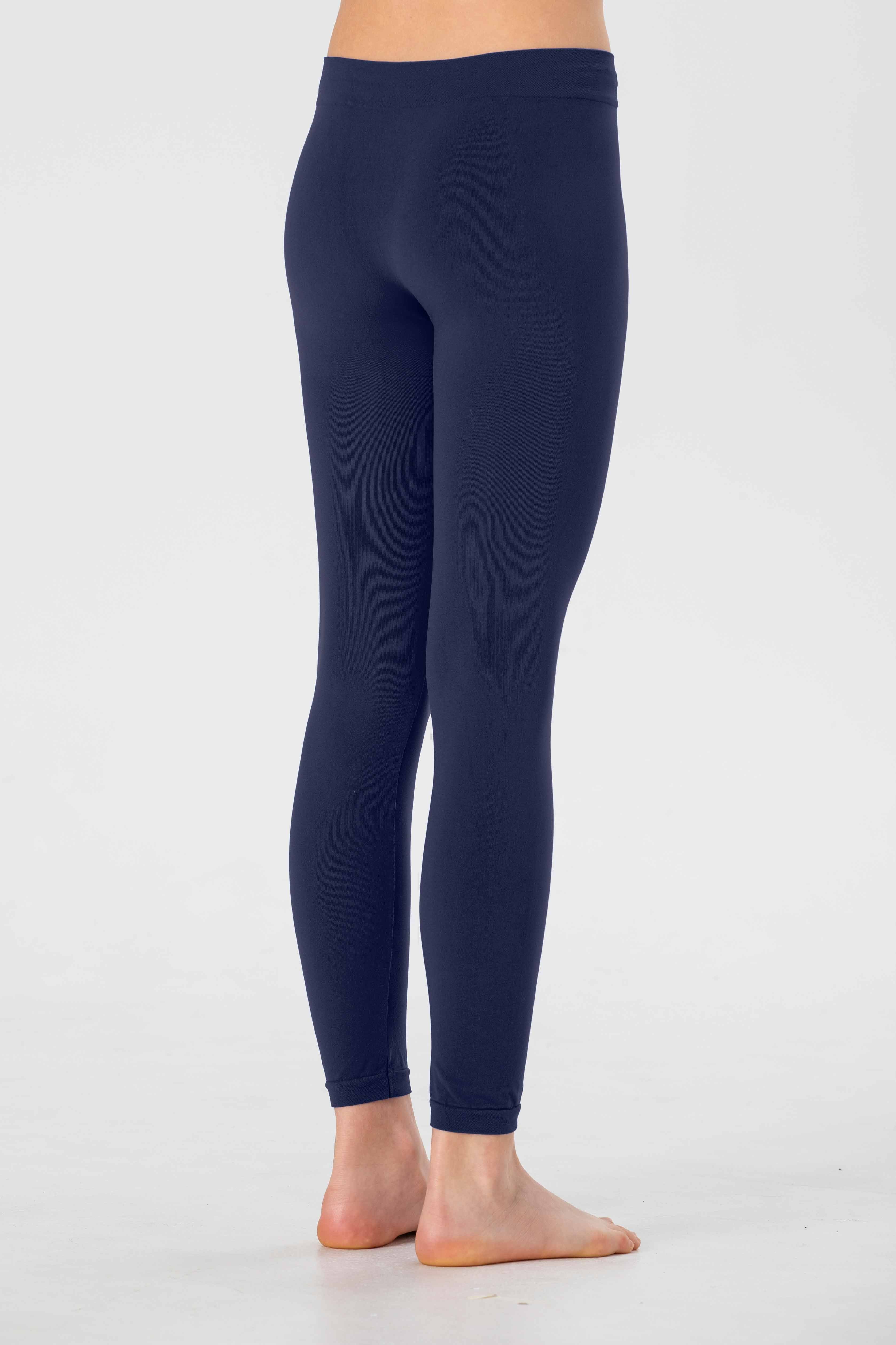 Girl's Long Leggings in Soft Seamless Microfiber, Fluorescent Colors