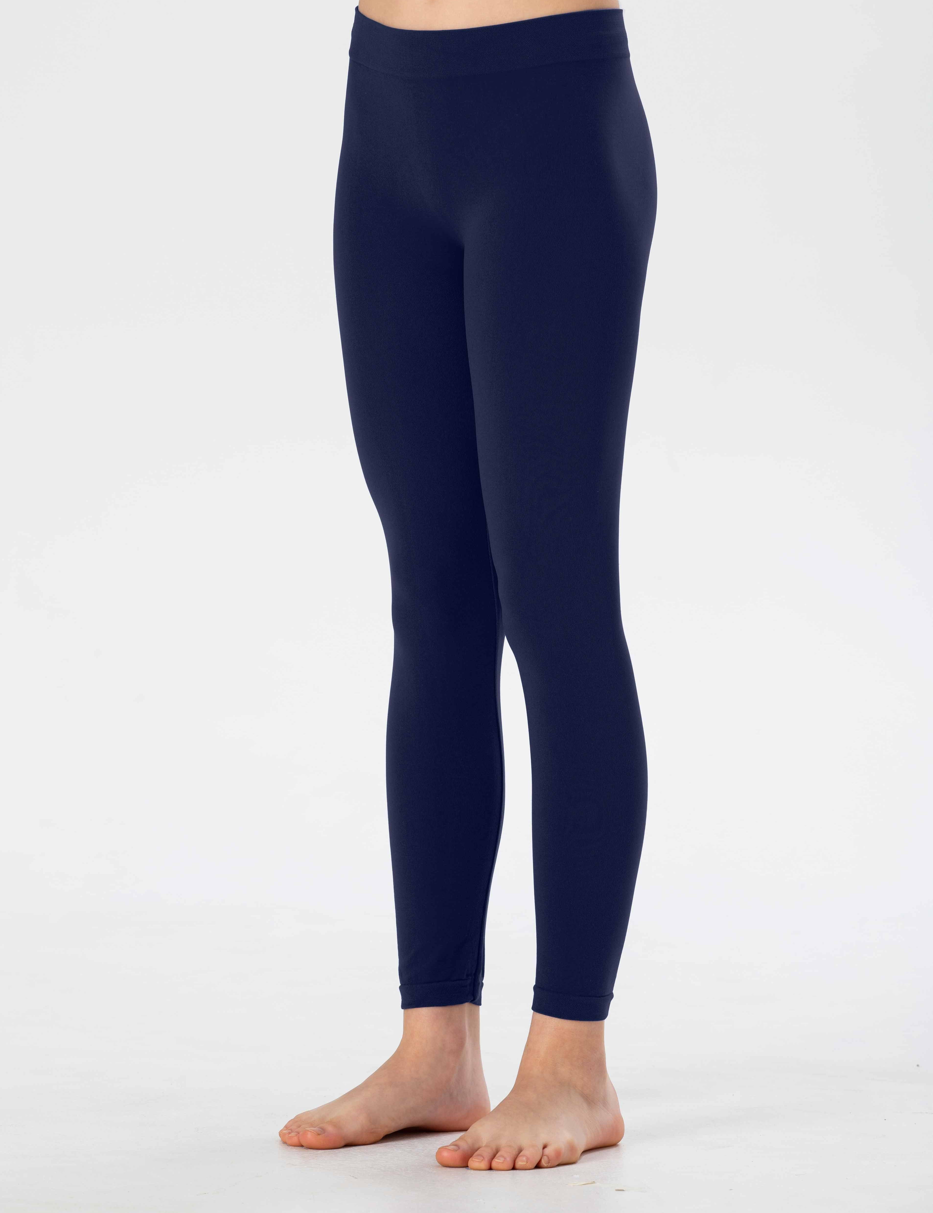 Leggings Lunghi da Bambina in Morbida Microfibra Senza Cuciture, Colori Fluo