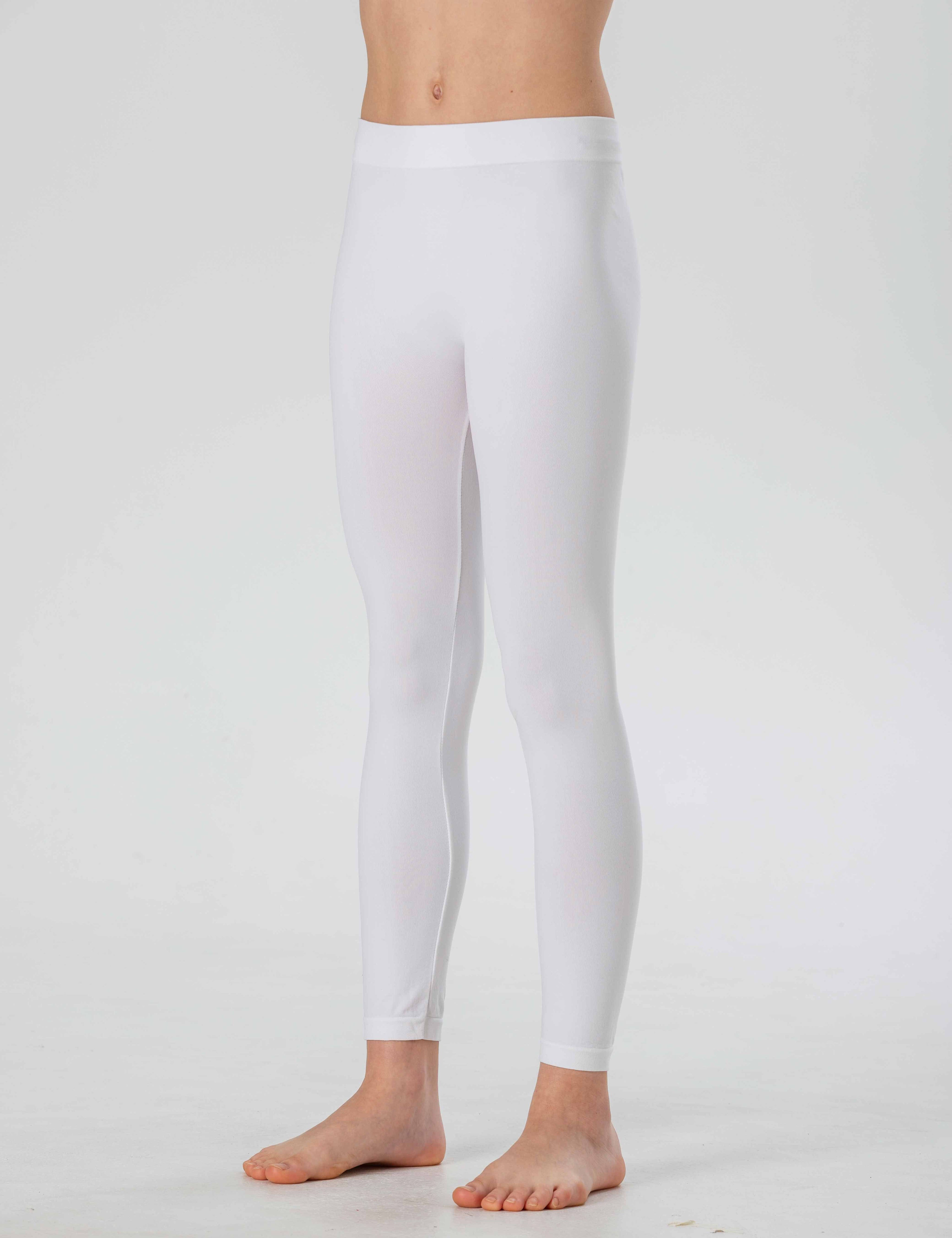 Leggings Lunghi da Bambina in Morbida Microfibra Senza Cuciture, Colori Fluo