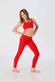 Girl's Long Leggings in Soft Seamless Microfiber, Fluorescent Colors