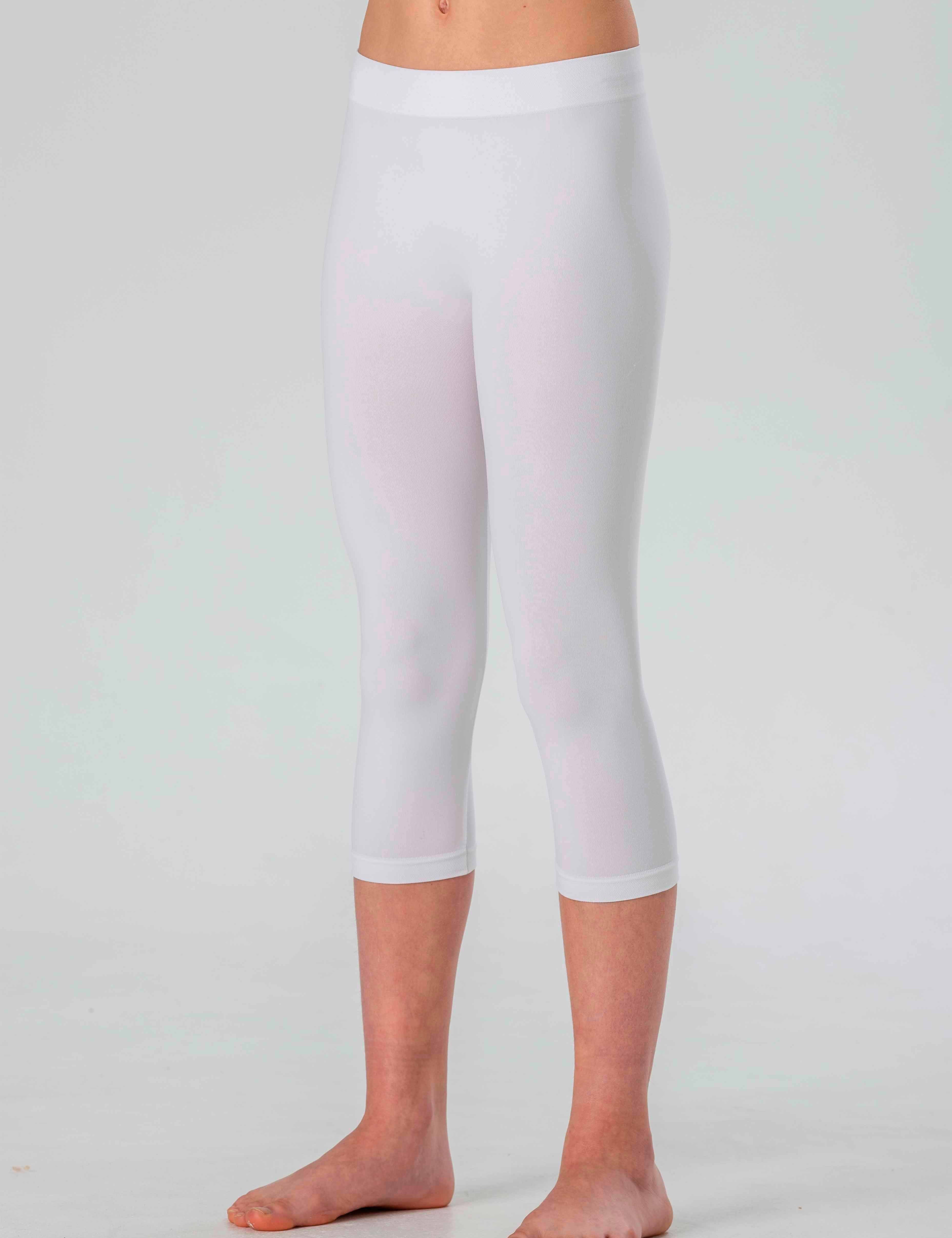 Leggings Medi da Bambina in Morbida Microfibra Senza Cuciture, Colori Fluo
