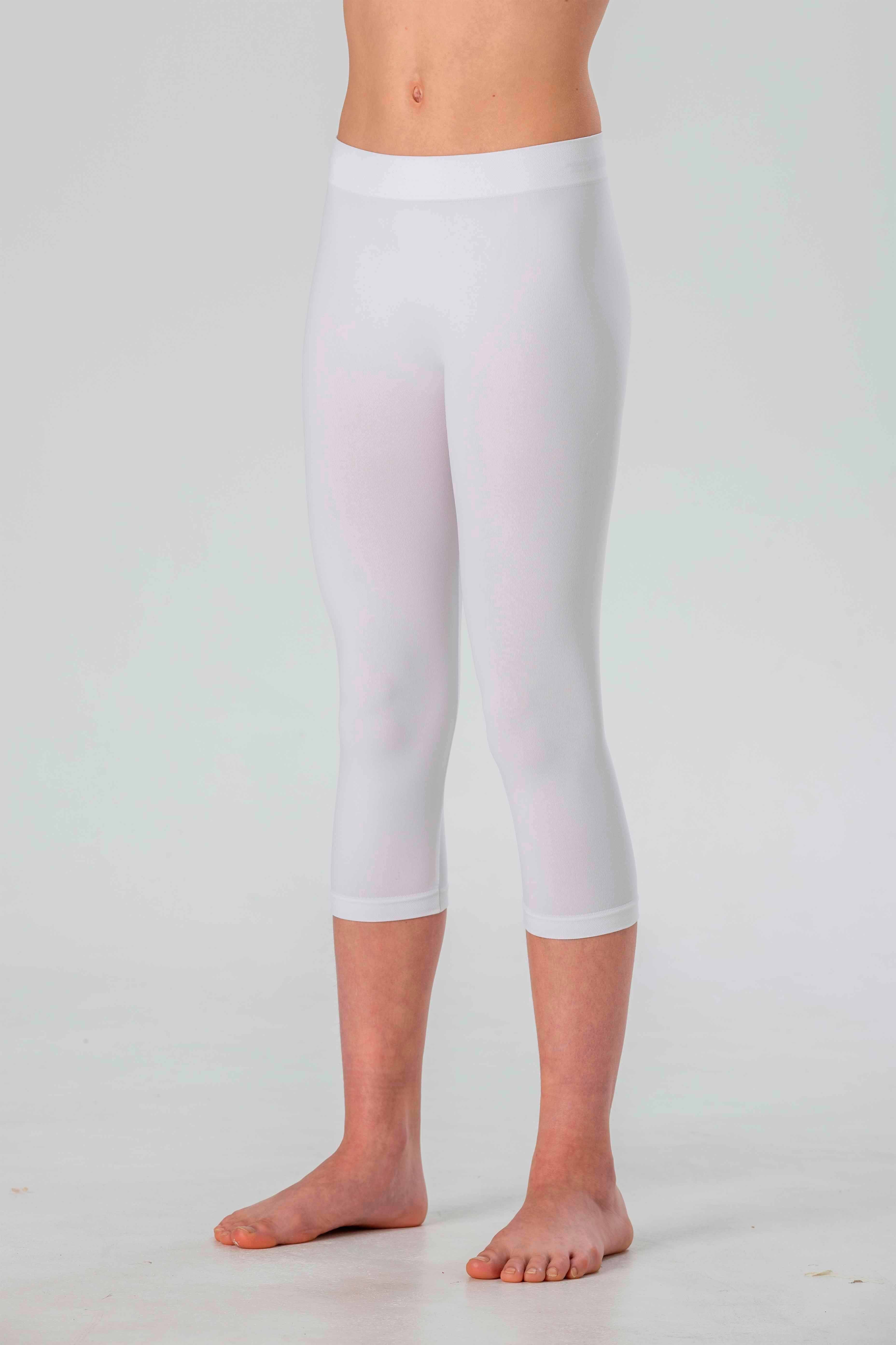 Leggings Medi da Bambina in Morbida Microfibra Senza Cuciture, Colori Fluo