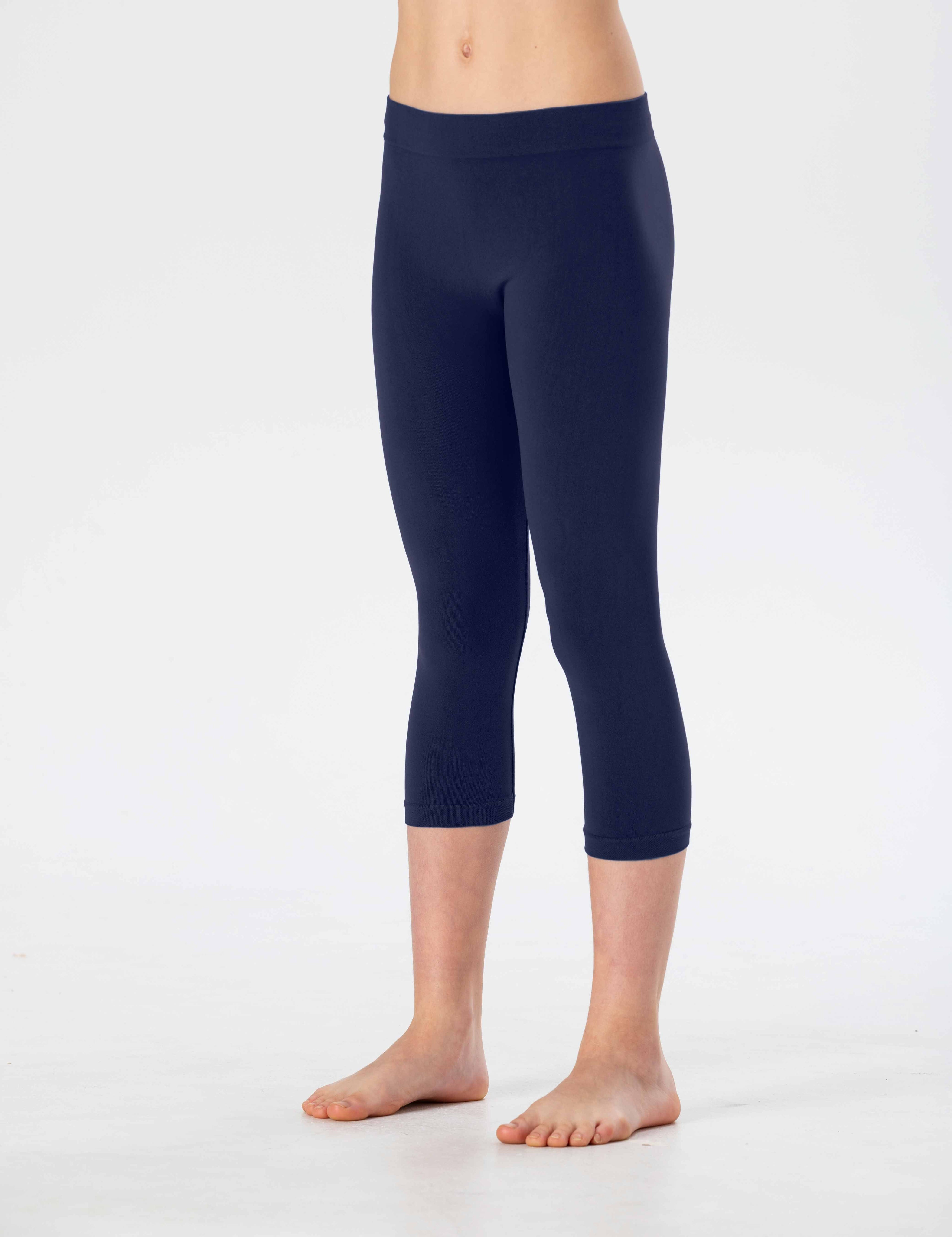 Leggings Medi da Bambina in Morbida Microfibra Senza Cuciture, Colori Fluo