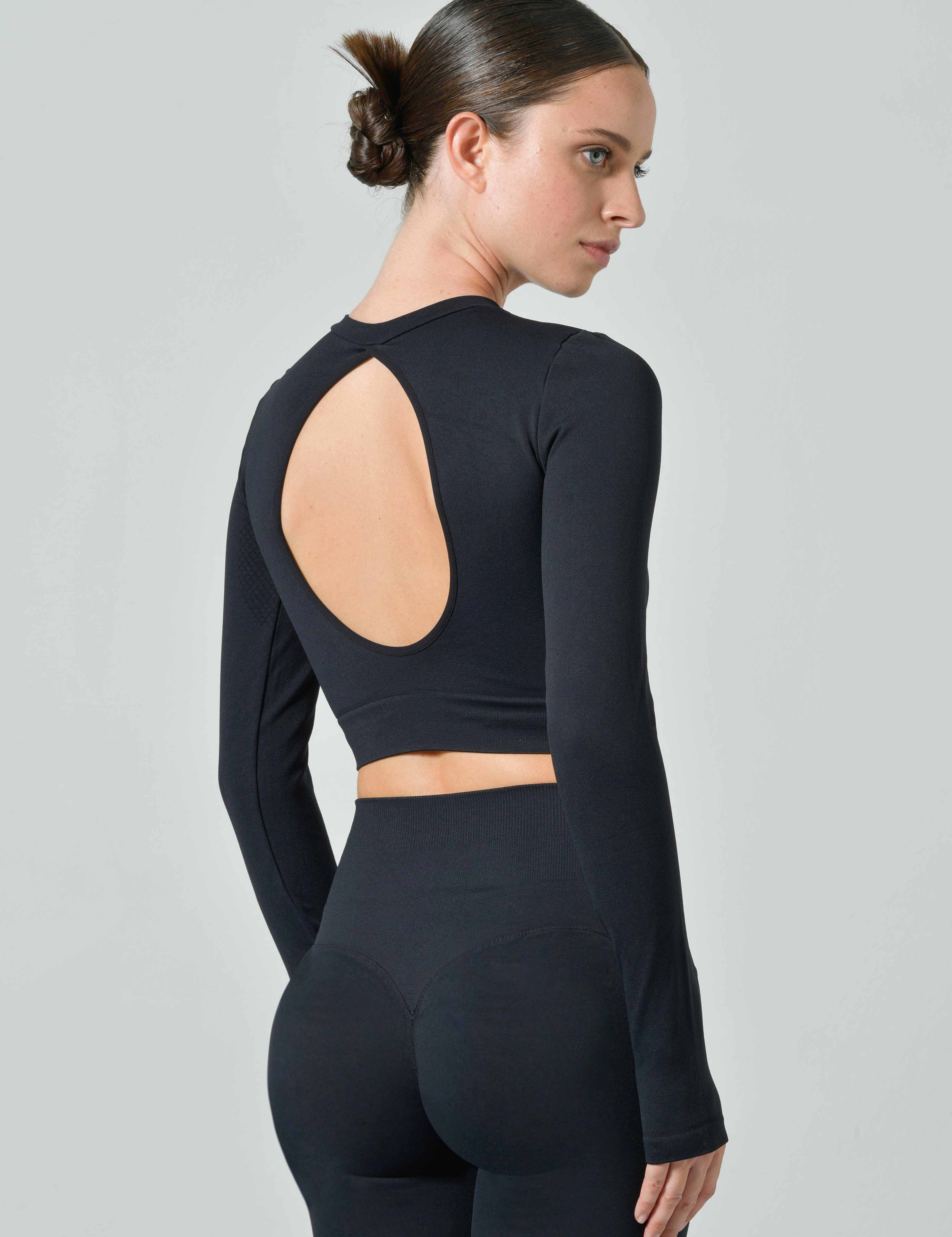 Long Sleeve and Backless Crop Top, Sculpt Limited Edition