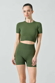 Ilena Limited Edition Seamless Microfiber Short-Sleeve Sport Crop Top