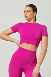 Ilena Limited Edition Seamless Microfiber Short-Sleeve Sport Crop Top
