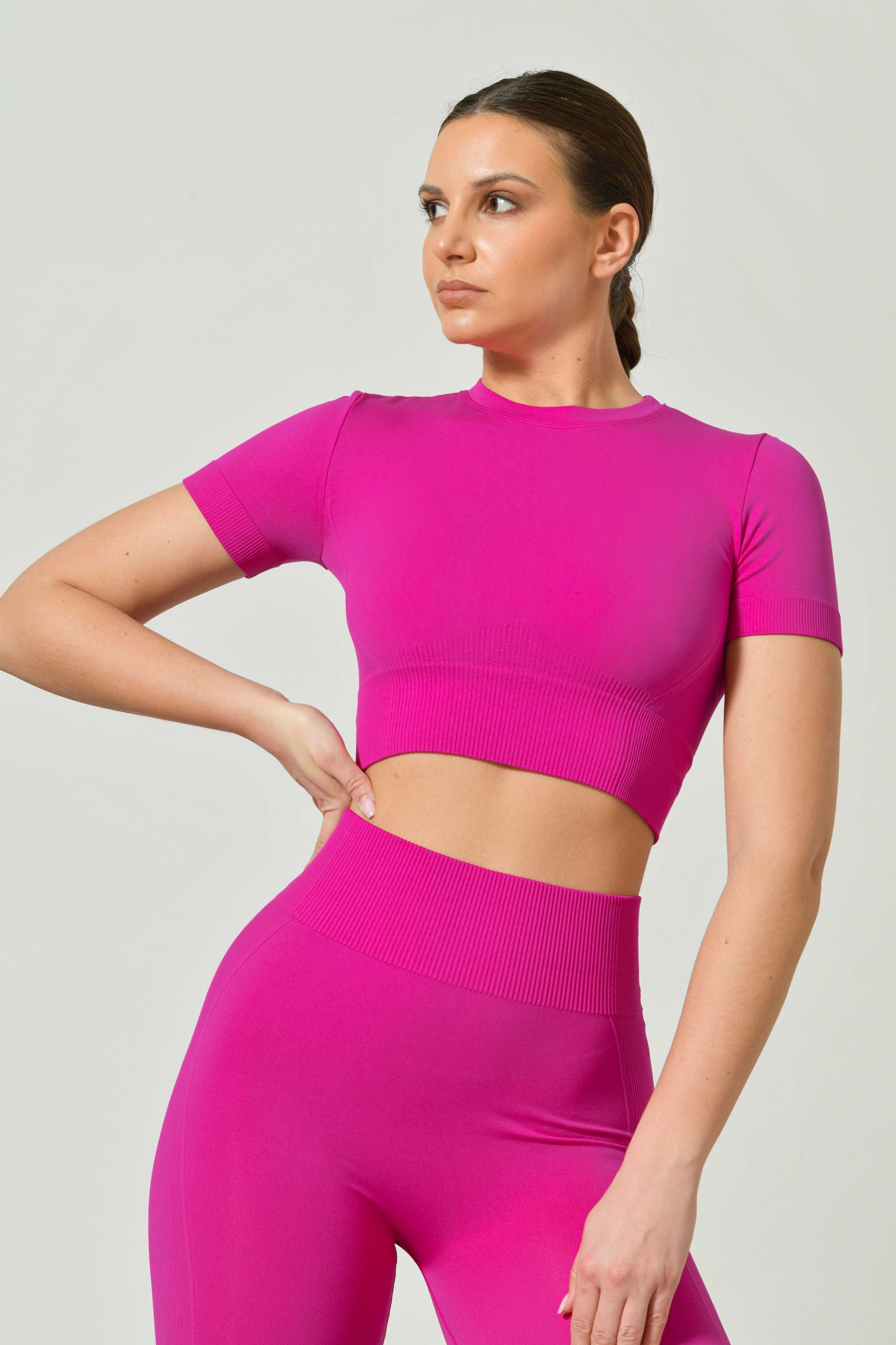 Ilena Limited Edition Seamless Microfiber Short-Sleeve Sport Crop Top