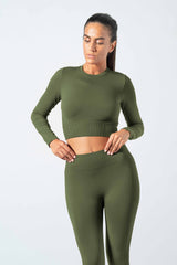 Crop Top Sportivo Manica Lunga in Microfibra Seamless Ilena