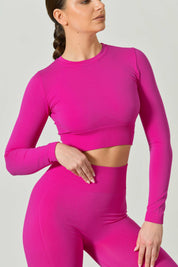 Crop Top Sportivo Manica Lunga in Microfibra Seamless Ilena
