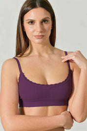 Brassiere Sofia a coste in microfibra con dettagli in pizzo eleganti