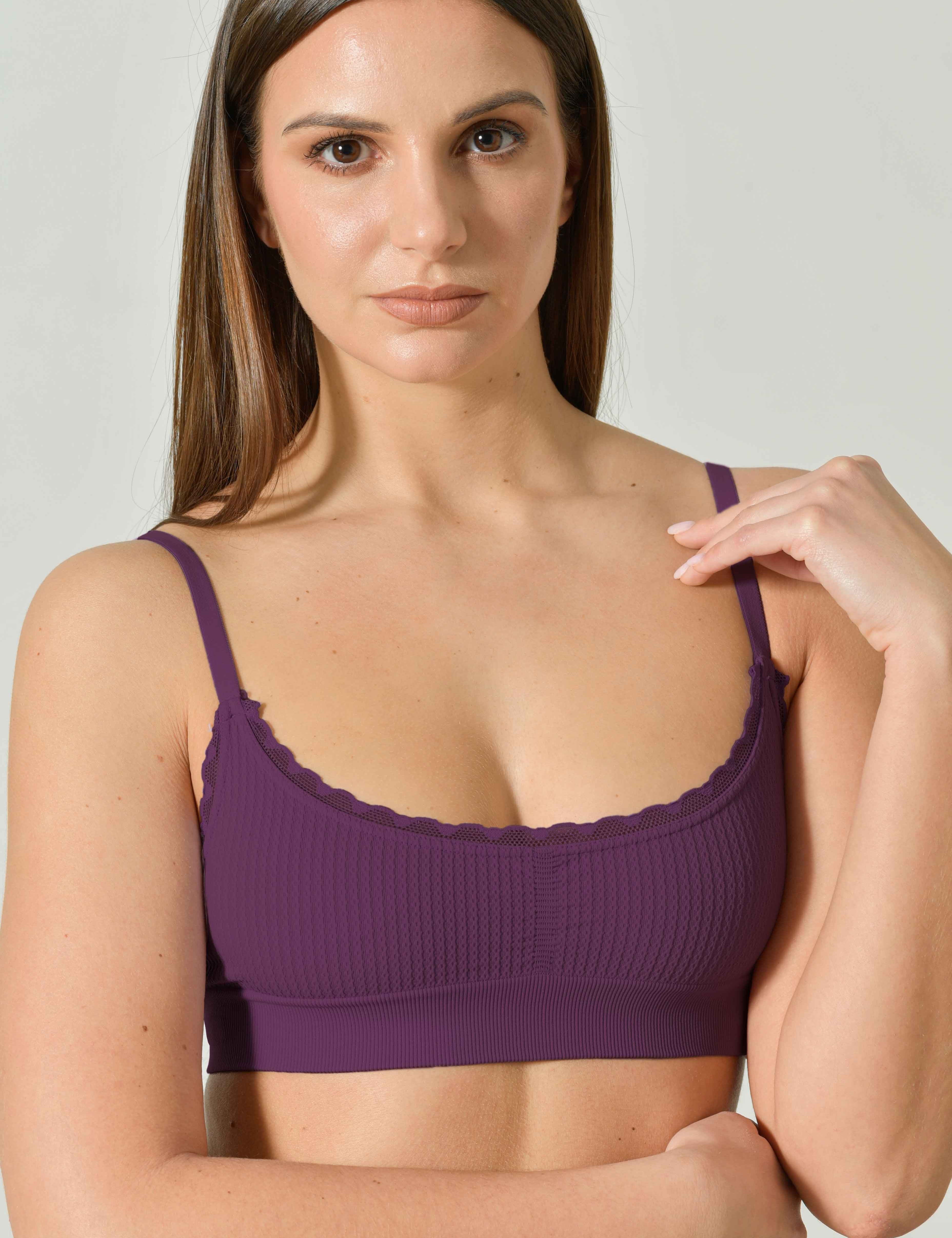 Brassiere Sofia a coste in microfibra con dettagli in pizzo eleganti