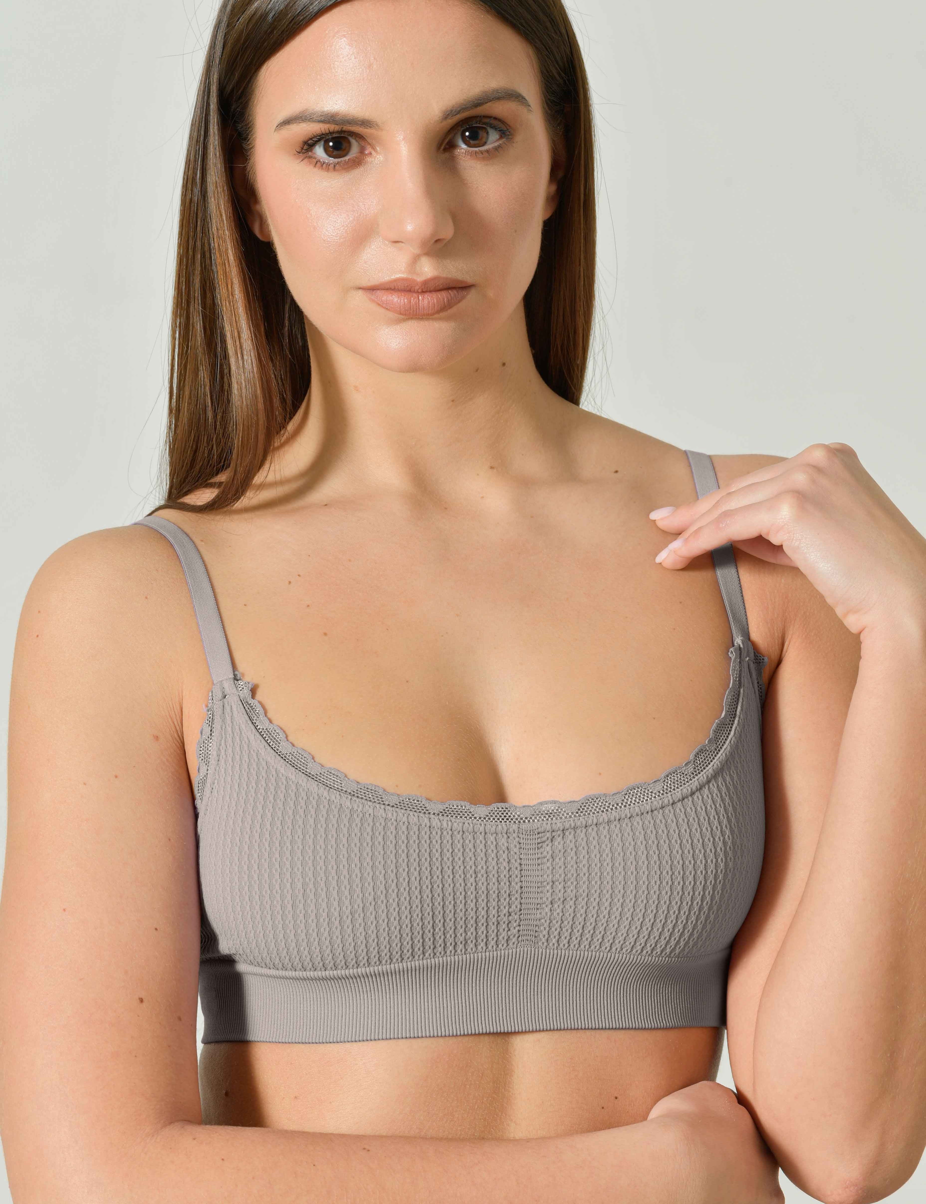 Brassiere Sofia a coste in microfibra con dettagli in pizzo eleganti