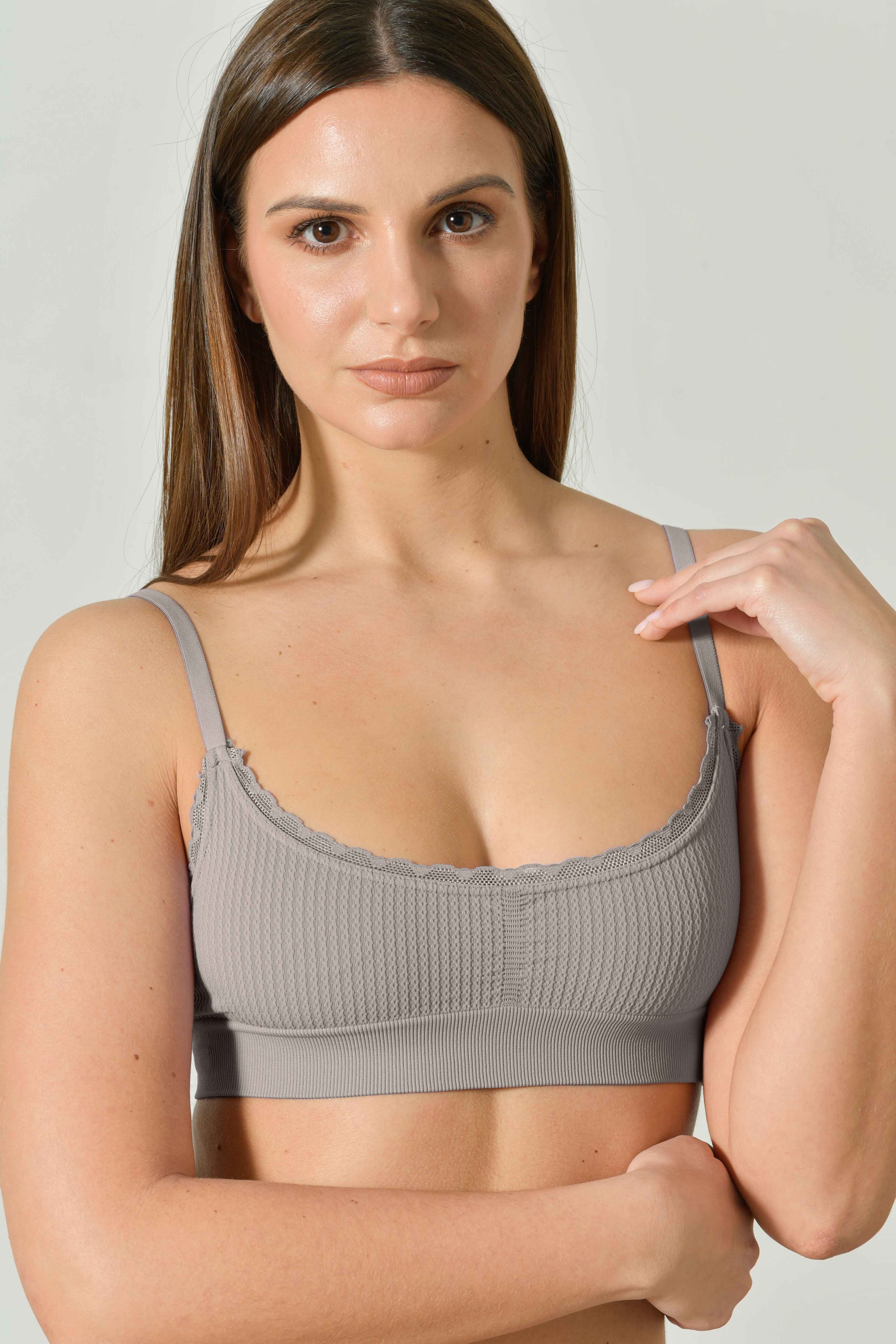 Brassiere Sofia a coste in microfibra con dettagli in pizzo eleganti