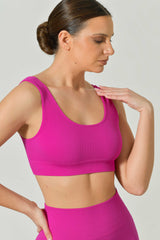 Reggiseno Sportivo a Costine in Microfibra Seamless, Linea Sara