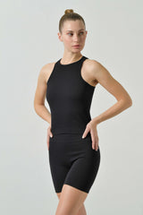 Ribbed American Neckline Sport Tank Top in Seamless Microfiber, Sara Collection