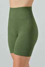 Pantaloncini Sportivi Vita Alta a Costine in Microfibra Seamless, Linea Sara