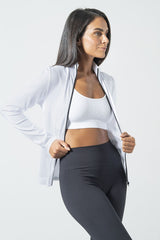 Ribbed Zip-Up Sports Sweatshirt in Seamless Microfiber, Sara Line