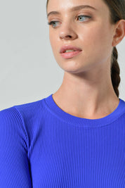 Women's Sara Seamless Microfiber Ribbed Long Sleeve Sporty Crop Top