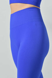 Seamless Microfiber Ribbed Flared High-Waisted Sports Leggings, Sara Collection