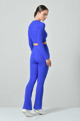 Leggings Sportivi Vita Alta a Zampa a Costine in Microfibra Seamless, Linea Sara