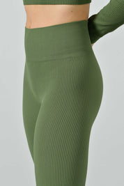 Seamless Microfiber Ribbed Flared High-Waisted Sports Leggings, Sara Collection