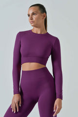 Crop Top Sportivo Manica Lunga in Microfibra Seamless Ilena