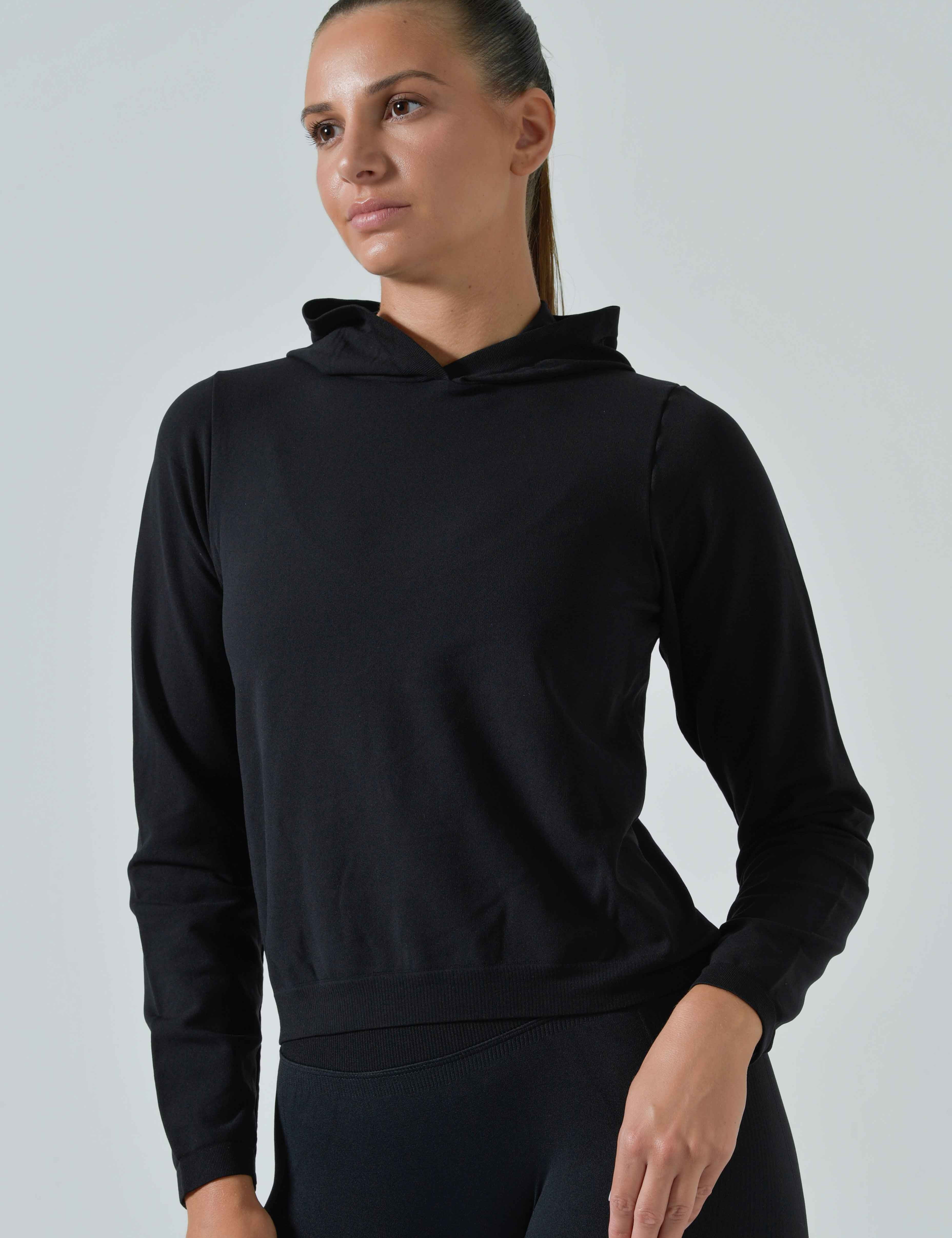 Felpa con Cappuccio Felpata in Microfibra Seamless