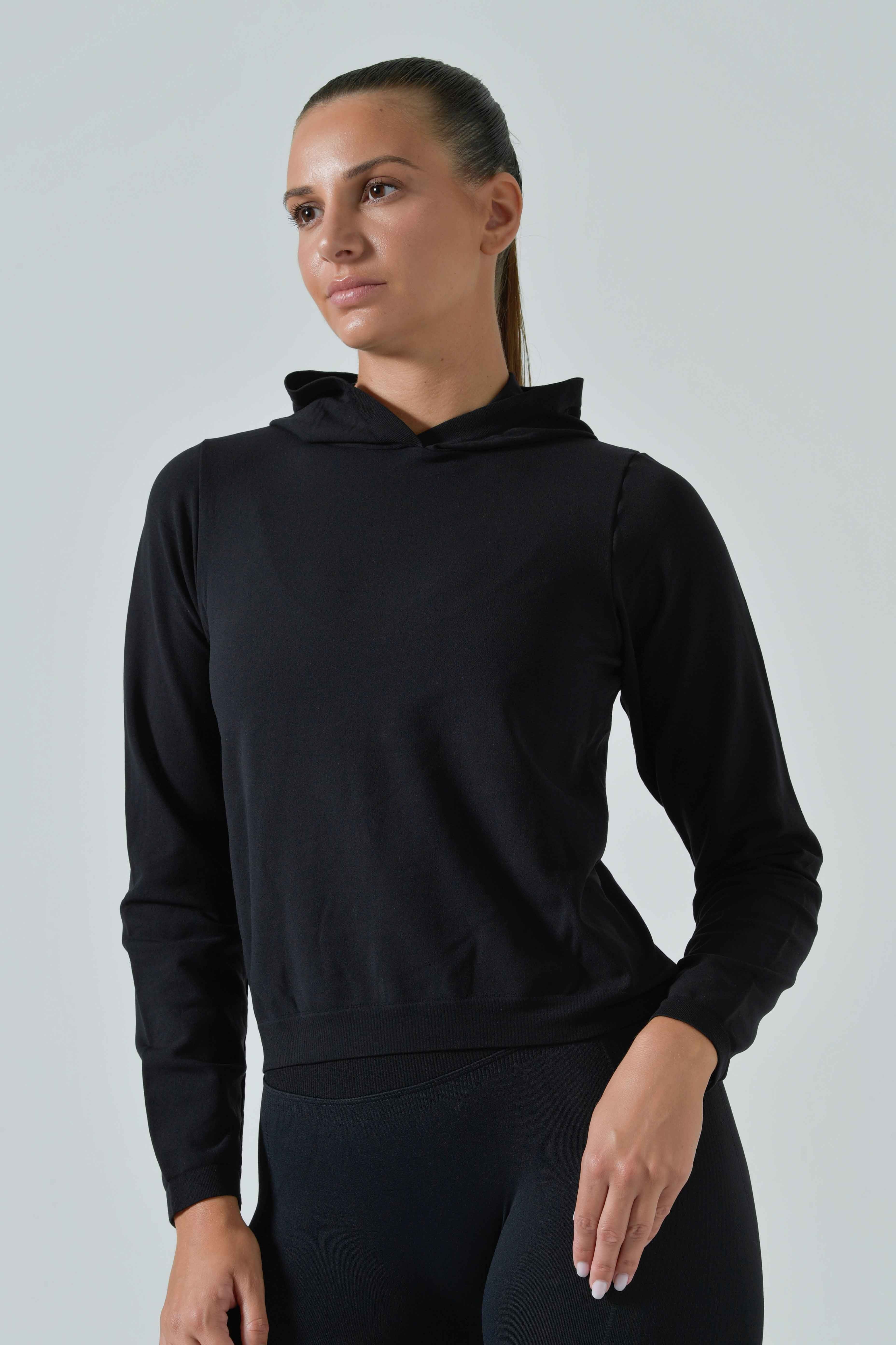 Felpa con Cappuccio Felpata in Microfibra Seamless