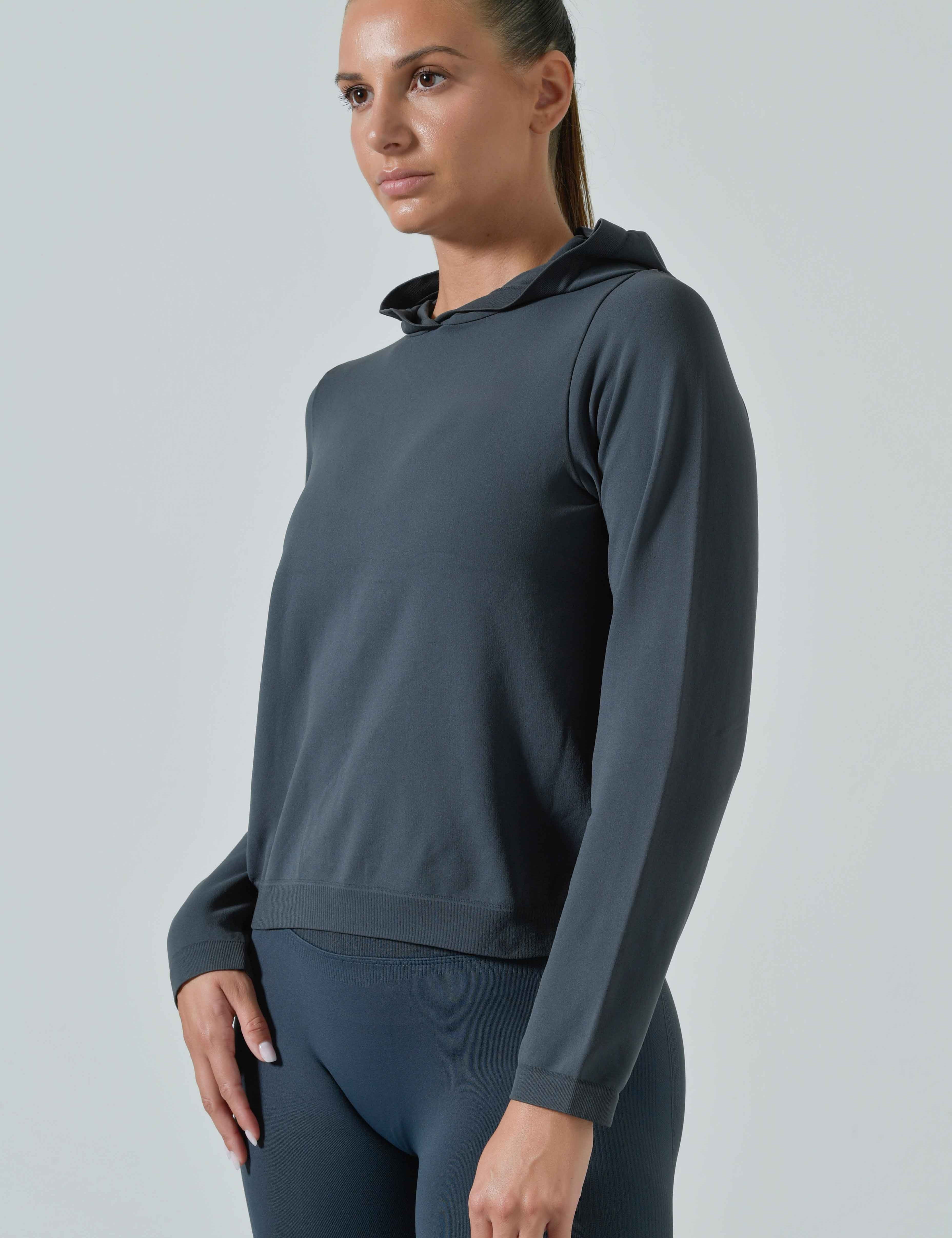 Felpa con Cappuccio Felpata in Microfibra Seamless