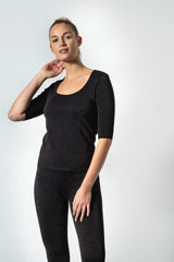 Maglia Donna Manica Corta Scollo Tondo Lamé