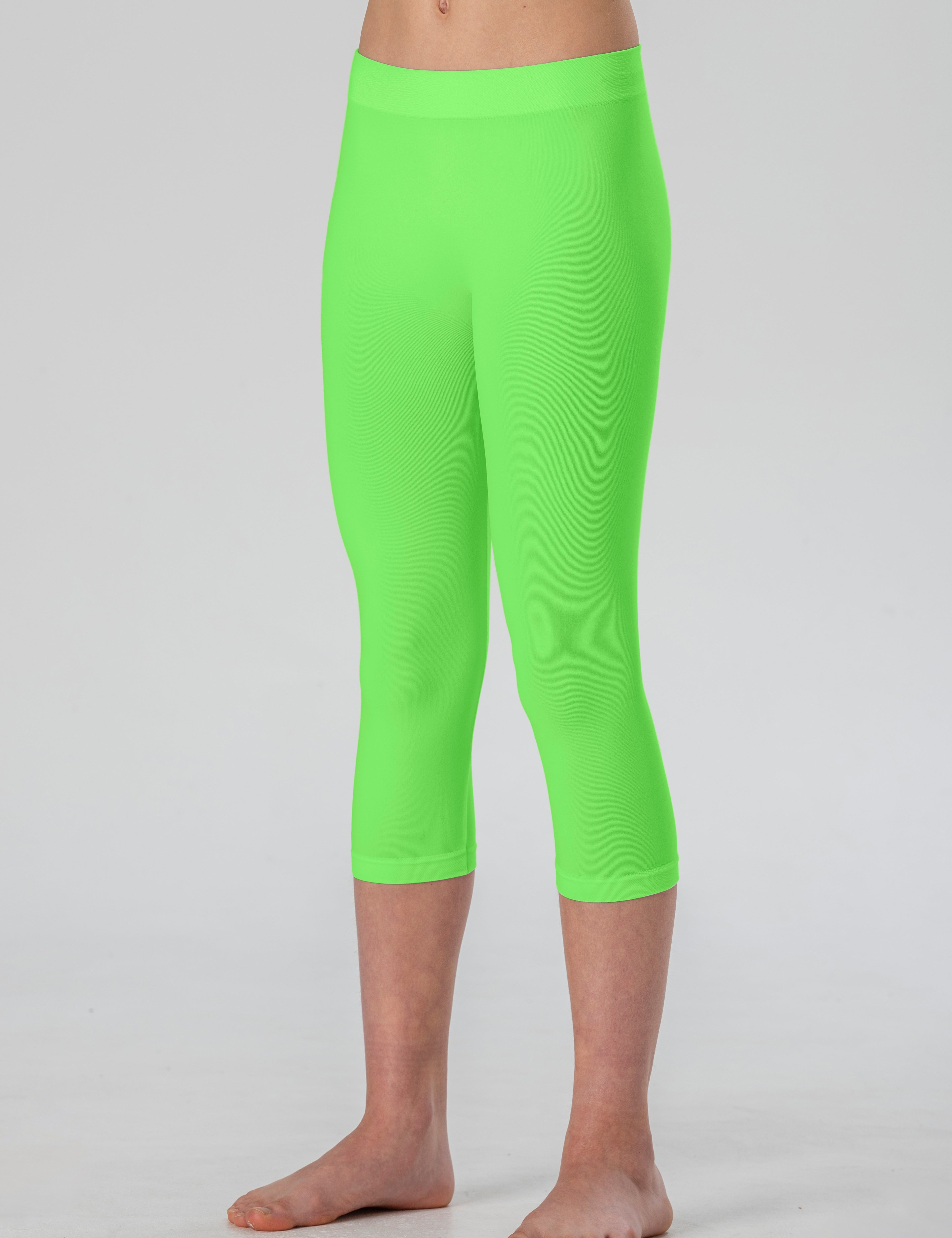 Leggings Medi da Bambina in Morbida Microfibra Senza Cuciture, Colori Fluo