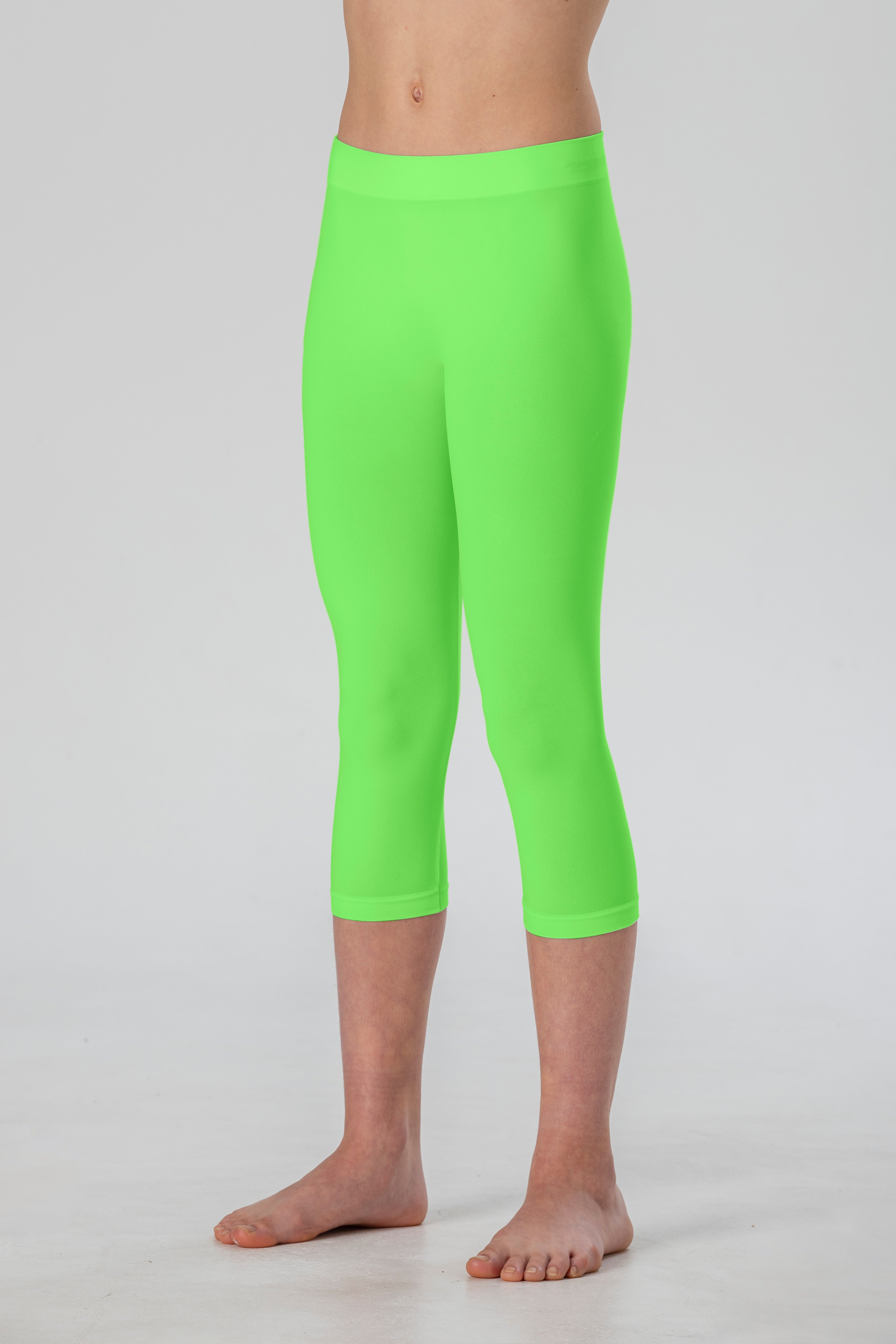 Leggings Medi da Bambina in Morbida Microfibra Senza Cuciture, Colori Fluo