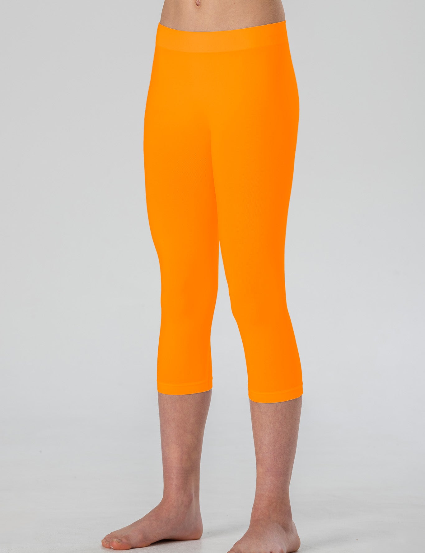 Leggings Medi da Bambina in Morbida Microfibra Senza Cuciture, Colori Fluo