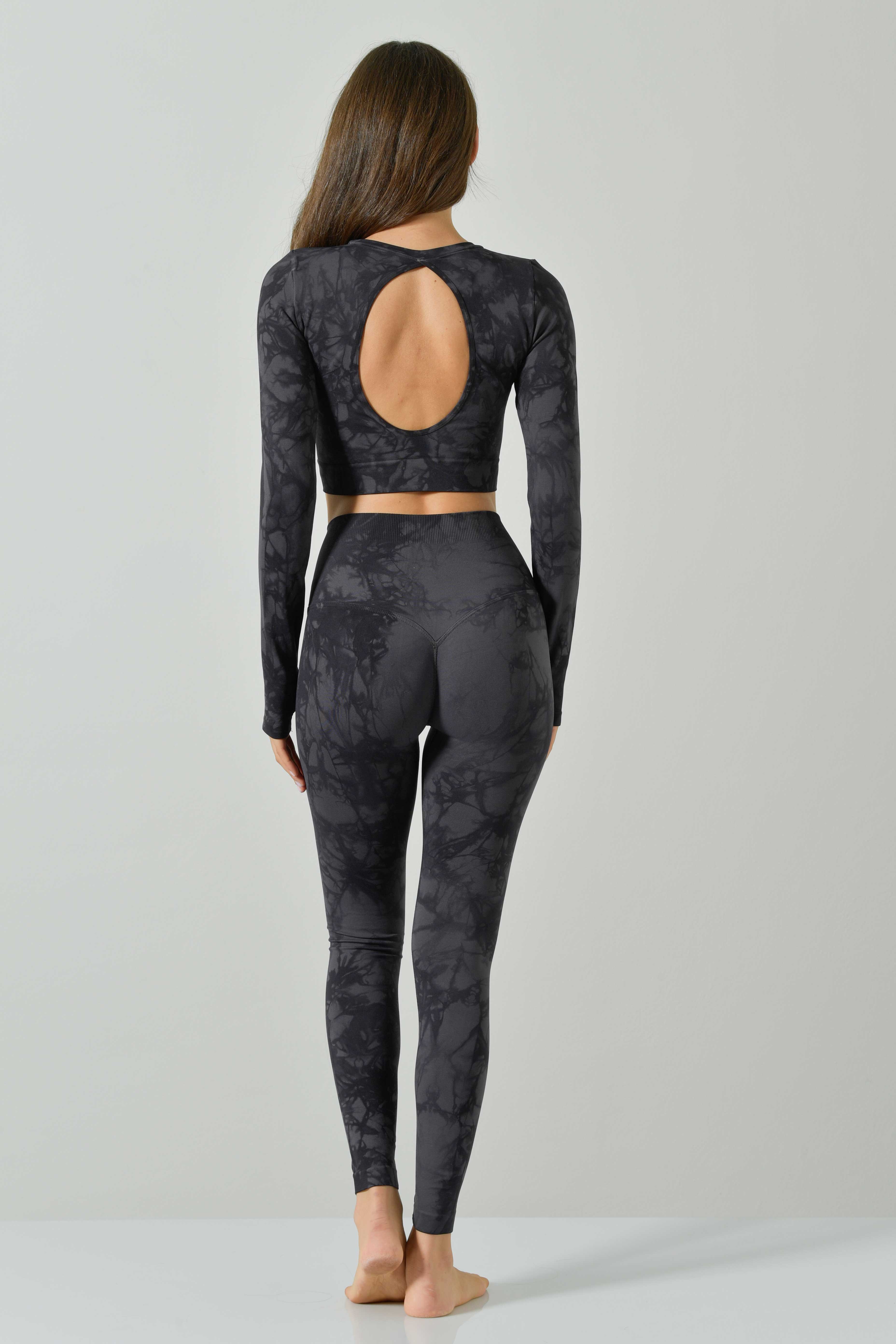 Long-Sleeved Backless Crop Top, Sculpt Aura Line