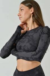 Long-Sleeved Backless Crop Top, Sculpt Aura Line