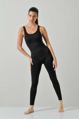 Tuta Intera Jumpsuit lunga modellante con scollo tondo fronte retro